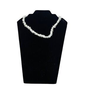 Puka Clam Clip Seashell Necklace Choker White 16in